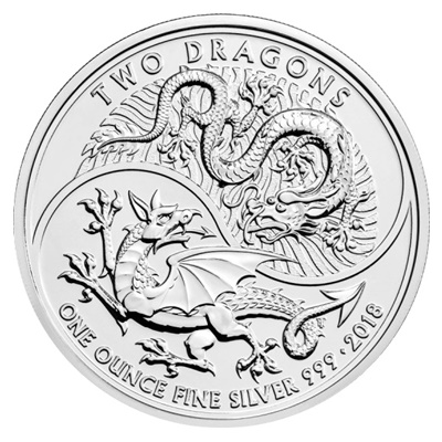 2018 1oz Silver Coin - Two Dragons - Click Image to Close